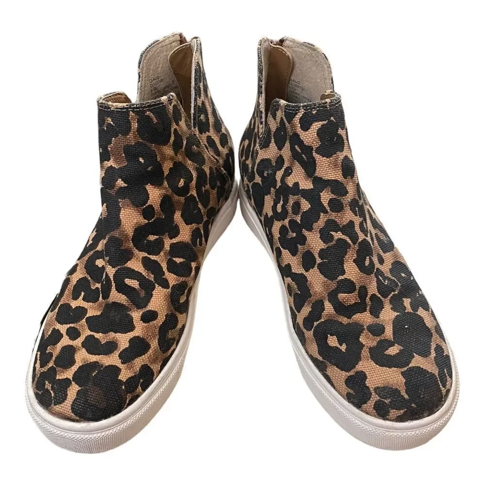 STEVE MADDEN Claud Women's Leopard Wedge Slip-on Sneakers 6.5
